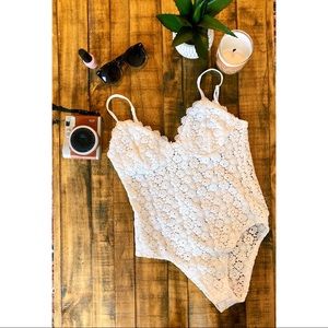 White crochet bodysuit